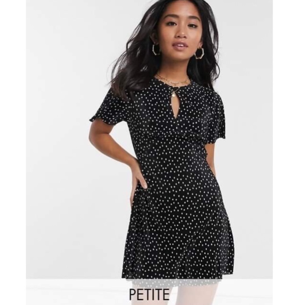 Miss Selfridge Petite Swing Dress in Polka…